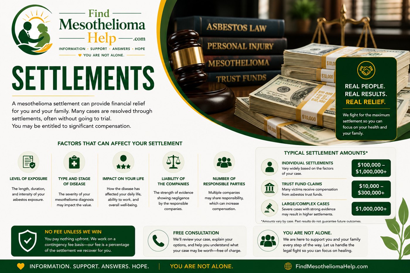 Mesothelioma settlements banner: how settlements work and what affects their value